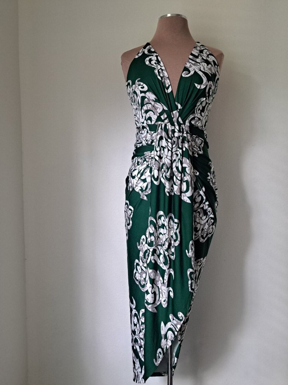 Miss Avenue Juniors Floral Lining Tank Dress Green/White Size L